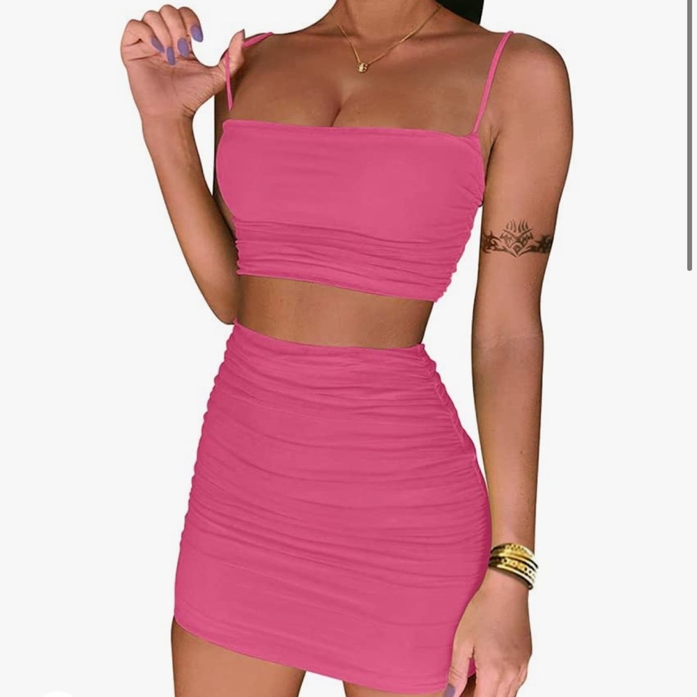 2 piece set- Barbie pink top and skirt. Both new/never worn.